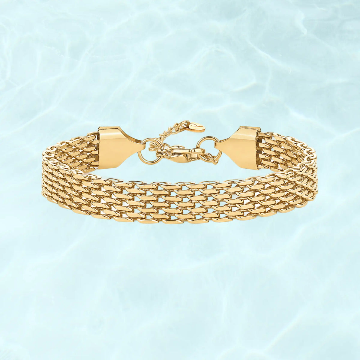 Waterproof Chunky Chain Bracelet for Women - 14K Gold Plated Trendy Adjustable Chain Bracelet - Lightweight Stainless Steel Jewelry